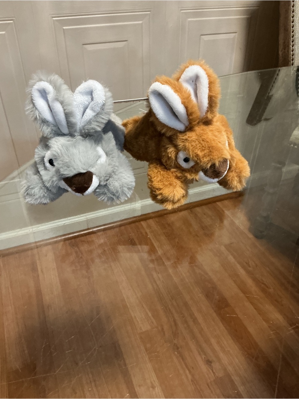 Pack of 2 Dog Toys Plush Bunnies Smoochy Pet Pals Squeaker & Crinkles 5" Rabbits